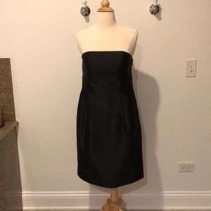 Black strapless petal skirt evening dress